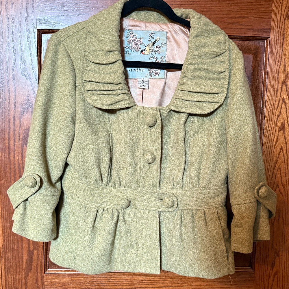 Anthropologie Tabitha Green Felted Crop Pea Coat Blazer Jacket